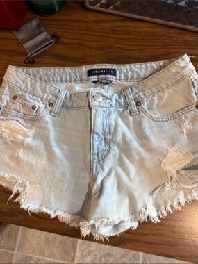 Aeropostale Light Blue Distressed Denim Cutoff Shorts - Women